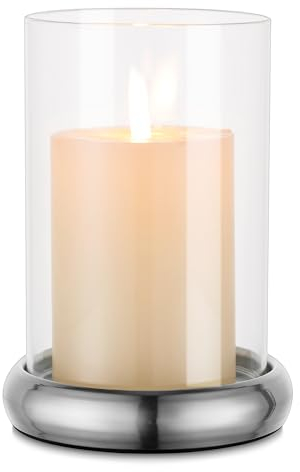 Inweder Kerzenständer für Stumpenkerzen: Glas Hurricane Kerzenständer Moderne Stumpenkerzenhalter Kerzenhalter Vintage Silber Kerzentablett für Tischdeko Weihnachten Hochzeit oder Heimdekoration