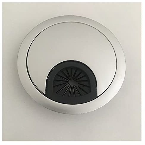 Kabellochabdeckung, Schreibtisch-Kabelorganisation, Kabeltülle, Kabel-Schreibtischloch, 2 Stück, Computer-Schreibtisch-Tülle, Tisch-Kabelauslass-Anschluss, Zinklegierung, Silber, Drahtlochabdeckung