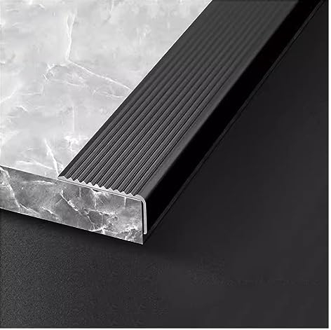 EHEIN Rutschfester Treppenkantenschutz aus Aluminiumlegierung an der Vorderseite, wasserdichte Treppendekoration, 30 x 20 cm, Dicke 2 mm (Color : Black, Size : 2.7m/8.86)