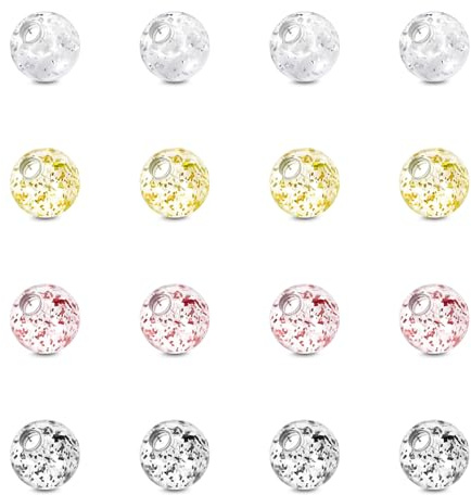 WillTen 16 st piercingboll silver, 14 g 16 g 3 mm 5 mm tungpiercing kulor, piercing tunga navelpiercing kula för industriell piercing smycken nippel piercing smycken tunga ögonbryn, 16G, Rostfritt