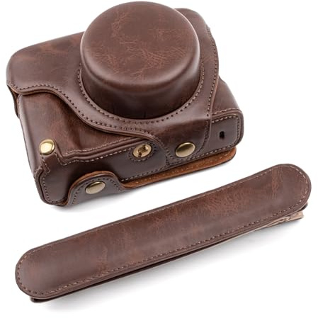 MUZIRI KINOKOO Fuji X100VI Kameratasche, PU-Leder-Schutzhülle für Fujifilm Fuji X100VI Kamera mit verstellbarem Schultergurt, einfach zu tragende X100VI-Hülle für zusätzlichen Halt der Kamera – Kaffee