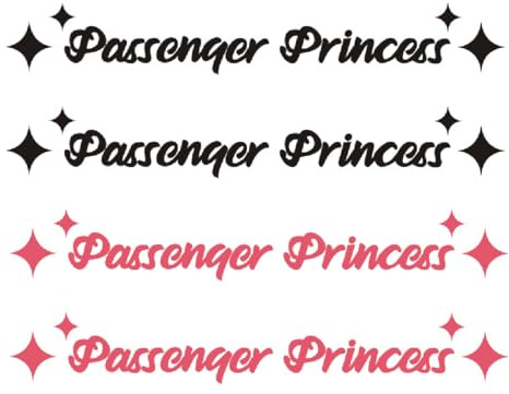 WUSJCOF 4 Stück Beifahrerprinzessin Aufkleber - Niedliche und lustige Prinzessinnen-Aufkleber für Autofenster und Autodekoration. Perfektes Autozubehör für Frauen