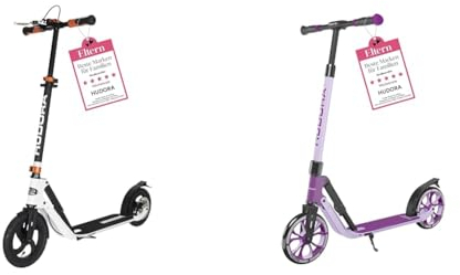 HUDORA BigWheel Air 230 Scooter - Tretroller mit Handbremse & BigWheel 205 Advanced Scooter - Komfortabler Aluminium-Roller