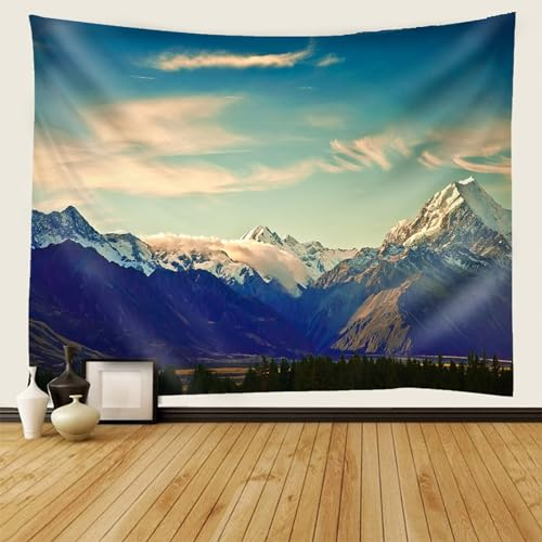 Mesnt Wandteppich Berg, Natürliche Berglandschaft Wandteppich Wandkunst für Schlafzimmer Wohnzimmer Dorm Decor Wandteppich, 210x140cm