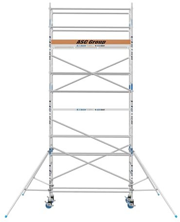 ASC Rollgerüst 75 Quick Lock, Arbeitshöhe 7,3 m 2.50 m Holz - Leitergerüst - fahrbares Gerüst - Alu Gerüst fahrbar - Gerüst Alu