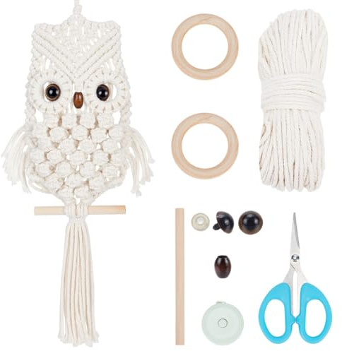 FREEBLOSS Makramee Eulen Set Für Anfänger Makramee Wandbehang Set Makramee Quasten Wandbehang DIY Makramee Set Makramee Eulen Wandbehang Dekor Für Erwachsene Geschenk Boho Wandbehang