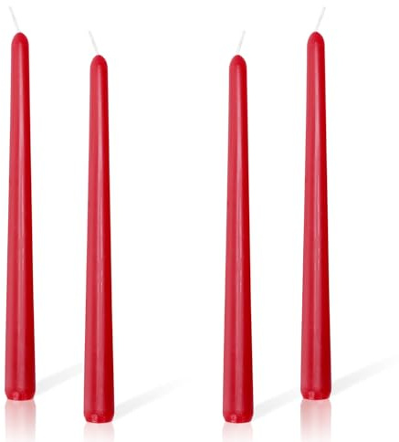 Spitzkerzen Rot, Höhe 25 cm ø 2,2 cm Brenndauer 7 Stunden Kerzen für Hochzeit Chanukka Halloween Valentinstag Weihnachten Geburtstag Party Dekoration 4 Stück