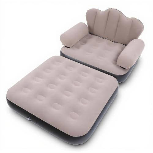 Jectse Divano Letto Gonfiabile, Materasso Gonfiabile per Divano con PVC Floccato Addensato, Pieghevole Portatile per Viaggi a Casa, Campeggio, Colore caffè