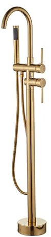 XJTNLB Freistehende Badewanne Armatur Gold Wasserhahn Badewanne mit Brause Einhebelmischer Dusche 360°Drehbar Auslauf Wannenarmatur