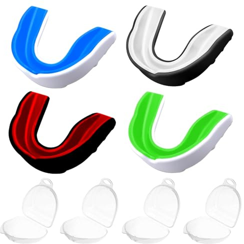 UZSUZZ 4 PCS Sports Mouthguard, Mouldable Gum Shield with Portable Case, Gum Shield Mouth Guard Adult Youth for Boxing, MMA, Rugby, Hockey, Martial Arts, Judo, Karate and All Contact Sports