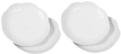 Mikinona 4pcs Decorative Sauce Plate Compact Ceramic Serving Dish White Versatile for Appetizers Condiments Sauces for Kitchen Party Celebration