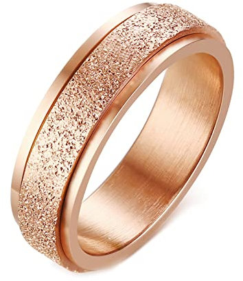 Calefee Fidget Ring Edelstahl, Drehringe für Damen Mattierter Drehring Breit 6mm größe 60 (19.1) Hochzeit Ringe Damen