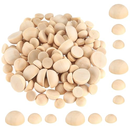 310 Pcs Bolas de Madera para Manualidades, Cuentas de Madera, Cuentas de Media Abalorios de Madera Natural para Manualidades Bricolaje Decoraciones Macrame, 10mm/12mm/15mm