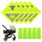 Soleeya 5 Stück Kinderwagen Reflektoren + 5 Stück Reflektoren Aufkleber, Sicherer Klett reflektoren für Kinderwagen Universal 12 * 12cm Auffällig Stabiler Reflektor für Kinderwagen Fahrräder Anhänger