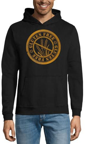 Sweat à capuche unisexe en coton mélangé sans gluten noir, Noir , 3XL