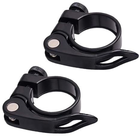 SHUOHONG 2 Stück Fahrrad Sattelklemme 31,8 Mm, Aluminium Legierung Schnellspanner Sattelstütze, Sattelkloben, Schnellspanner Fahrrad, für Mountainbike, Rennrad, Faltrad (Schwarz)