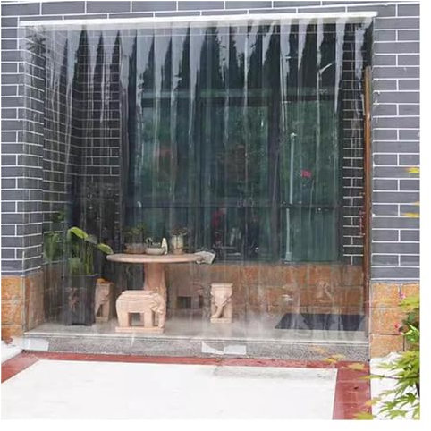 Transparenter PVC-Streifen Türvorhang für kommerzielle Lagerhallen, Garage, Haustierhaus, 195 x 300 cm, robuster Kunststoff-Vinyl-Rollvorhang