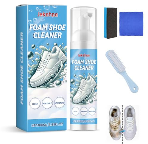 SNONESIY 1Stück Schuhputzsets Sneaker Cleaner Sneaker Reiniger Schuhreiniger Effiziente Reinigung Weiße SchuheSchäumender,mit Reiniger,Schwamm,Handtuch und Bürste für Sneaker und Schuhe
