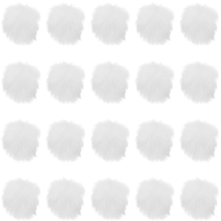 PATIKIL Faux Fur Pom Poms for Hats, 20 Pcs Fluffy Soft Fur Poms Balls with Elastic Loop for Keychain Knitting Hats DIY Scarves Gloves Bag Christmas, White