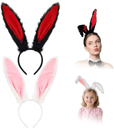 TUONYIS 2 diademas de orejas de conejo, diadema de orejas de conejo, diadema de orejas de conejo de Pascua, diadema de conejo para mujer, accesorios de disfraz de conejo de Pascua para cosplay, fiesta