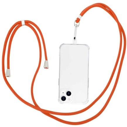 CAPASTEC Chaîne De Téléphone Portable Universelle, Dragonne De Téléphone Portable Ajustable Patch Universel, Chaîne De Téléphone Portable Pour Étuis De Smartphones Standard, Orange-Rouge