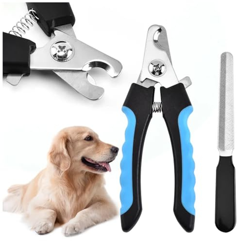 Hunde-Nagelknipser mit Sicherheitsschutz & Nagelfeile – Professioneller Haustier-Nagelschneider für Hunde, Katzen & Kleintiere – Ergonomischer Griff, Edelstahlklingen – Einfaches Pflegewerkzeug für