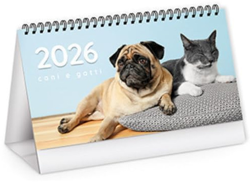 Hole Gadget | Calendari Personalizzati 2026 da Tavolo Cani e Gatti Stock da 100 Pezzi Spiralati Illustrati per Gadget Pubblicitari di Fine Anno e come Omaggio per i Clienti o Regali Aziendali PA403