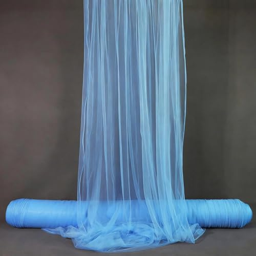 Tüll Stoff für Hochzeit Vorhang,Querbehang Hochzeitsbogen,160 x 1000cm Hochzeitsdeko Gardinen Deko Schals,Tüllstoff zum Nähen Meterware,Kostümstoff,Dekostoff für Fotografie,Party,Zeremonie,Blau