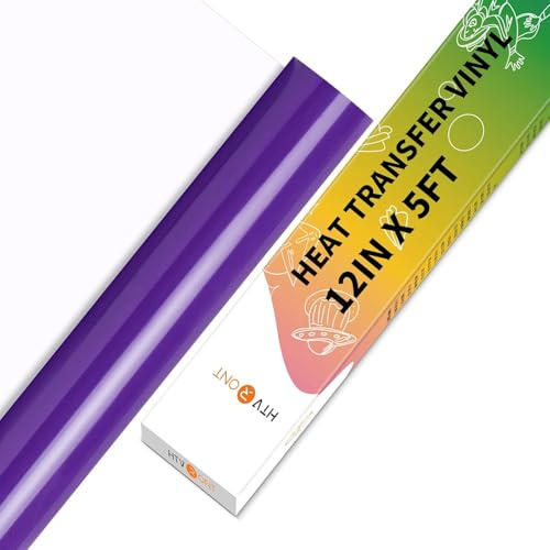 HTVRONT Purple HTV Vinyl 12x5ft (30.5x153CM) Iron on Transfer for T-Shirts | Works with All Cutting Machines, For Craft Heat Vinyl Clothing Designs