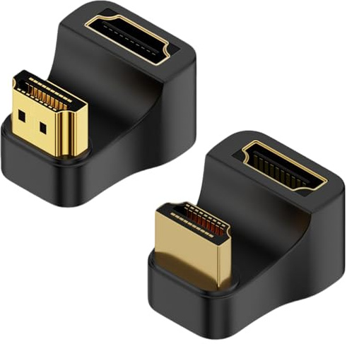 Vroxdrez HDMI 2.1 U Forma Angulo Mostrar Adaptador HDMI 2.1 Macho a Hembra 180 Grados Ultra HD Conector Tomas 3D 8K 60Hz, para HDTV PC Portátil Monitor Proyector, Pack 2 Posiciones