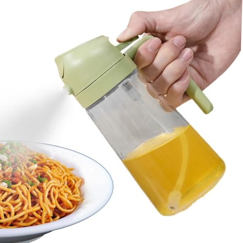 Dispensador de botellas de aceite – Botella de aceite de cocina 2 en 1, recipiente recargable, pulverizador de aceite de cocina de 470 ml para ensalada, barbacoa, hornear, freír, cocinar, a