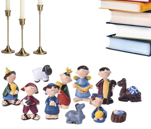 Generisch Krippenfiguren Set Für Innen,Resin Weihnachtskrippe Set Innenraumdekoration 11-teilig - Mini Statuen Figuren Deko Für Familien Festliche Innenraum Gestaltung Und Feiertags Geschenkidee
