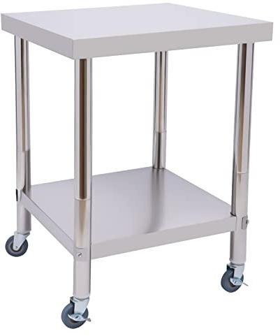 Levkitch Edelstahl Küchentisch mit Rollen,85cm Hoch Edelstahl Arbeitstisch Werkbank Zerlegetisch Tisch mit Unterregal,Belastbarkeit 300 kg (85 * 60 * 60cm mit Rollen)
