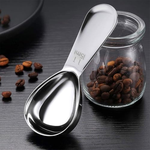 Cuchara medidora de café con escala de 15 ml hecha de acero inoxidable 304, diseñada para proporcionar medidas precisas para café, té, harina, azúcar y salsas