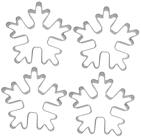 TOPPERFUN Cortadores de Galletas de Acero Inoxidable 4 Piezas Forma de Copo de Nieve para Hornear Molde para Fondant y Repostería Antiadherente Apto para DIY y Decoración Navideña
