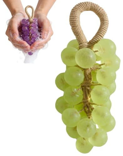 Soap on a rope, grape soap, grape bunch handmade soap, andmade Crystal Grapes Gentle Cleansing Soaps, Decorative for Washing Hands and Bath Men Women with gift box (1, Green)