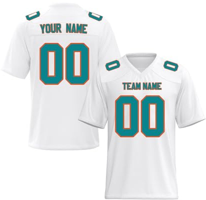 Jersey de Fútbol Americano Personalizable - Camiseta Transpirable con Nombre y Número - Personalización Completa - Tallas para Adulto y Niño blanco