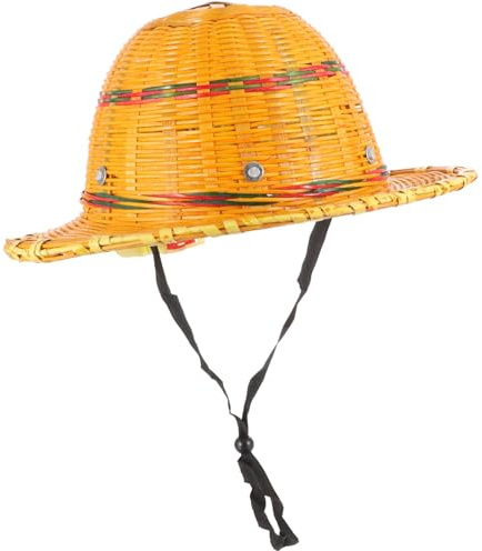 MAGICLULU Casque de Chantier en Bambou Tissé la Main, Respirant et Léger, Grosse Taille Large Bord, Protection pour Usage Industriel et Travaux D'été, Casquette de Protection Solaire