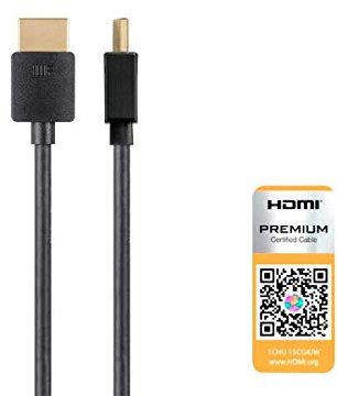 Monoprice High Speed HDMI Cable - 4K@60Hz, HDR, 18Gbps, YUV, 4:4:4, 36AWG, 8 Feet, Black - Ultra Slim Series