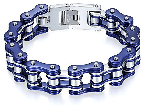 JewelryWe Schmuck Herren Biker Kette Armband, Groß Schwer Hochglanz Poliert Fahrradkette Motorradkette Armkette Armreif aus Edelstahl, 5 Verschiedene Modellen