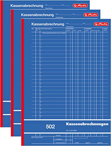 Herlitz 882415 Kassenabrechnungsbuch 502, Karton, A4, 2x50 Blatt blau (3)