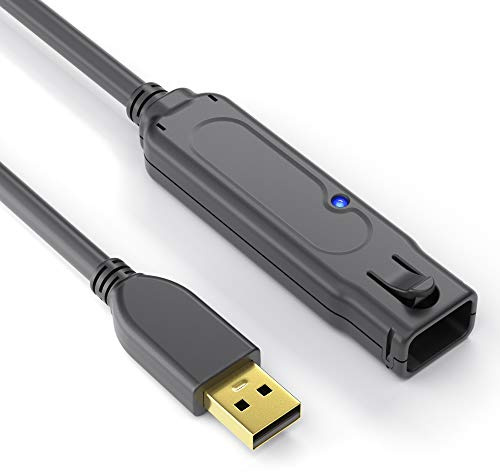 PureLink DS2100-240 USB 2.0 Aktiv Verlängerungskabel (USB-A Stecker auf USB-A Buchse), Spannungerversorgung vom USB Port, kein Netzteil benötigt, vergoldete Kontakte, 24,0m, schwarz