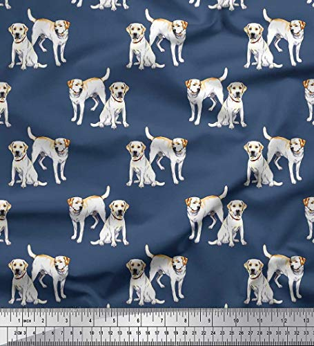 Soimoi Blau Baumwolle Batist Stoff Labrador Hund Stoff drucken Meter 56 Zoll breit