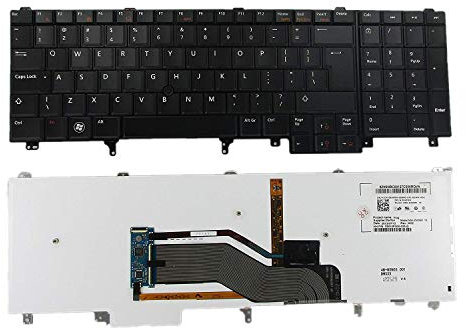 Teclado de repuesto con puntero y retroiluminado compatible con Dell Latitude E5520 E5520m E5530 E6520 E6530 E6540 Precision M4600 M4700 M6600 M6700 Laptop US Layout