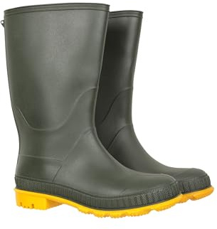Mountain Warehouse Plain Kids Wellies - Waterproof, Soft Jersey Lined Wellington Boots, Gripped Sole, Boys & Girls - Spring Summer, Rain, School, Outdoors Khaki Junior Shoe Size 4