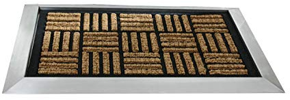 Szagato Fußmatte mit Edelstahl-Rahmen 70x50cm Design 12 Kokos - Gumm | Made in Germany Gummi Edelstahl Schuhabstreifer außen