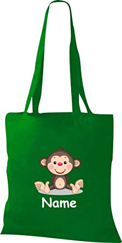Shirtinstyle Stoffbeutel Tasche, Tiermotiv Affe mit Wunschnamen, Natur Zoo Tiere Animal, Geschenk, Baumwolltasche, Logo, Spruch, Verwandschaft, Motiv, Farbe Hellbraun
