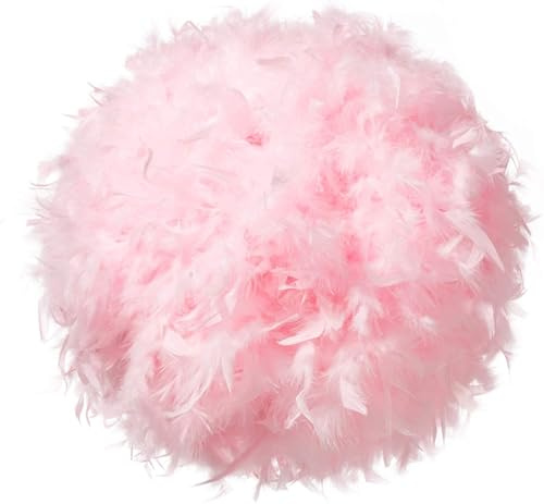 Waneway 15.7 inches Feather Lamp Shade for Ceiling Pendant Light, Lampshade for Table Lamp and Floor Lamp for Living Room, Bedroom, Wedding or Party Decoration, Pink