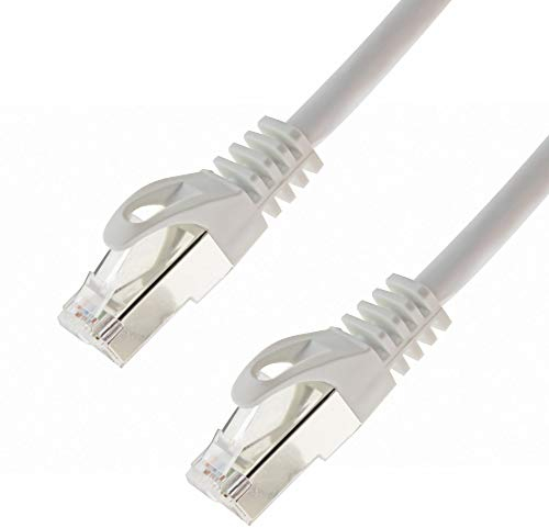 Câble réseau S/FTP PIMF Cat. 7 Câble Patch Gigabit Ethernet LAN DSL CAT7 Blanc 1,50 m