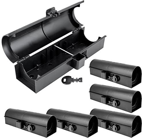 6 x Köderstation Ratten Set Köderbox Garten Rohr Mausfalle Mäuse Rattenköderbox Box Rattenköderstation Rattenfalle Kinder- Haustiersicher Koederbox Petigi
